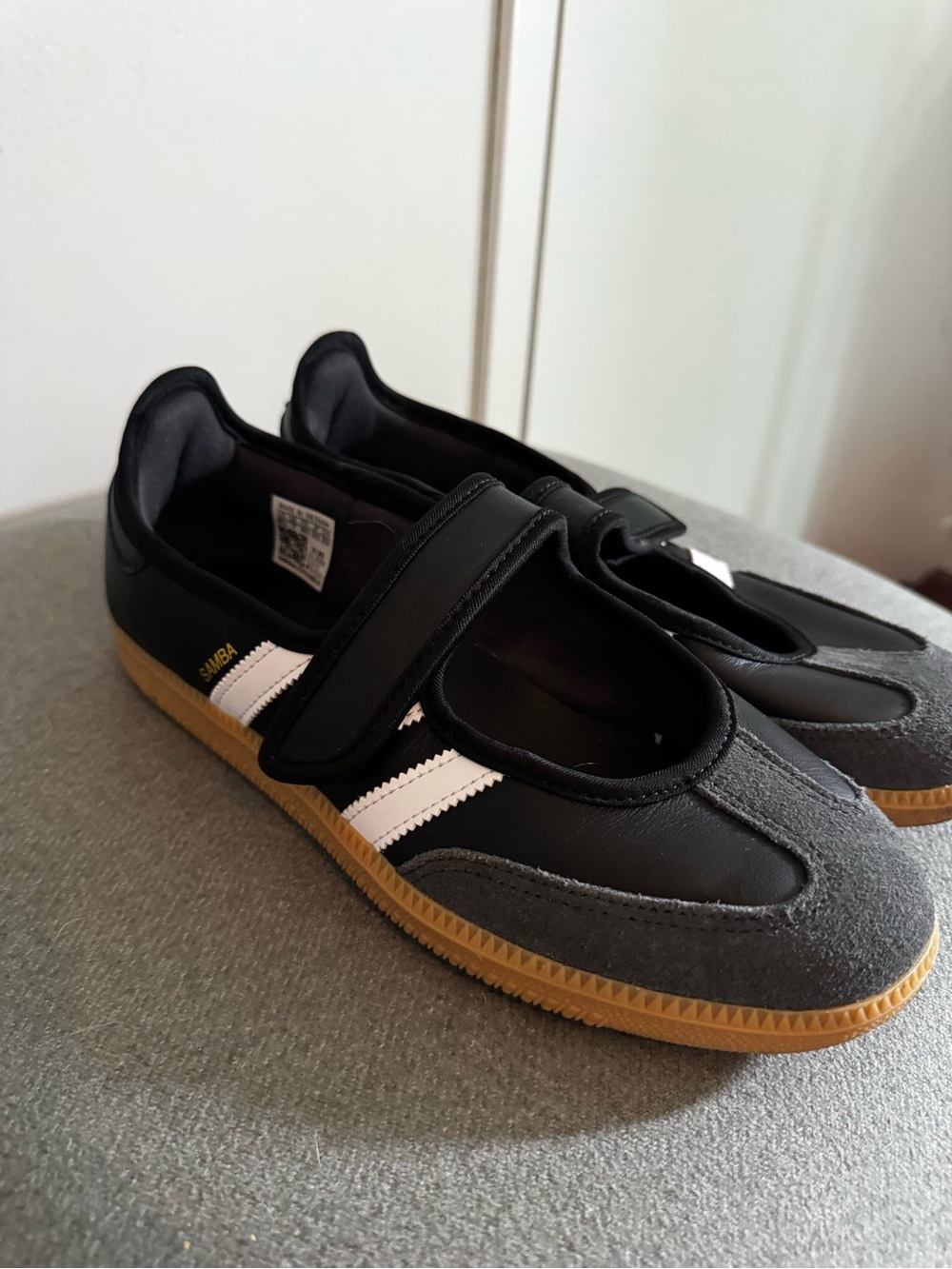 adidas Samba Mary Jane Sneakers - Black/White with Gum Sole - Picture 5 of 10